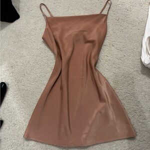 Chic Brown Mini Slip Dress